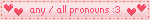 any / all pronouns :3