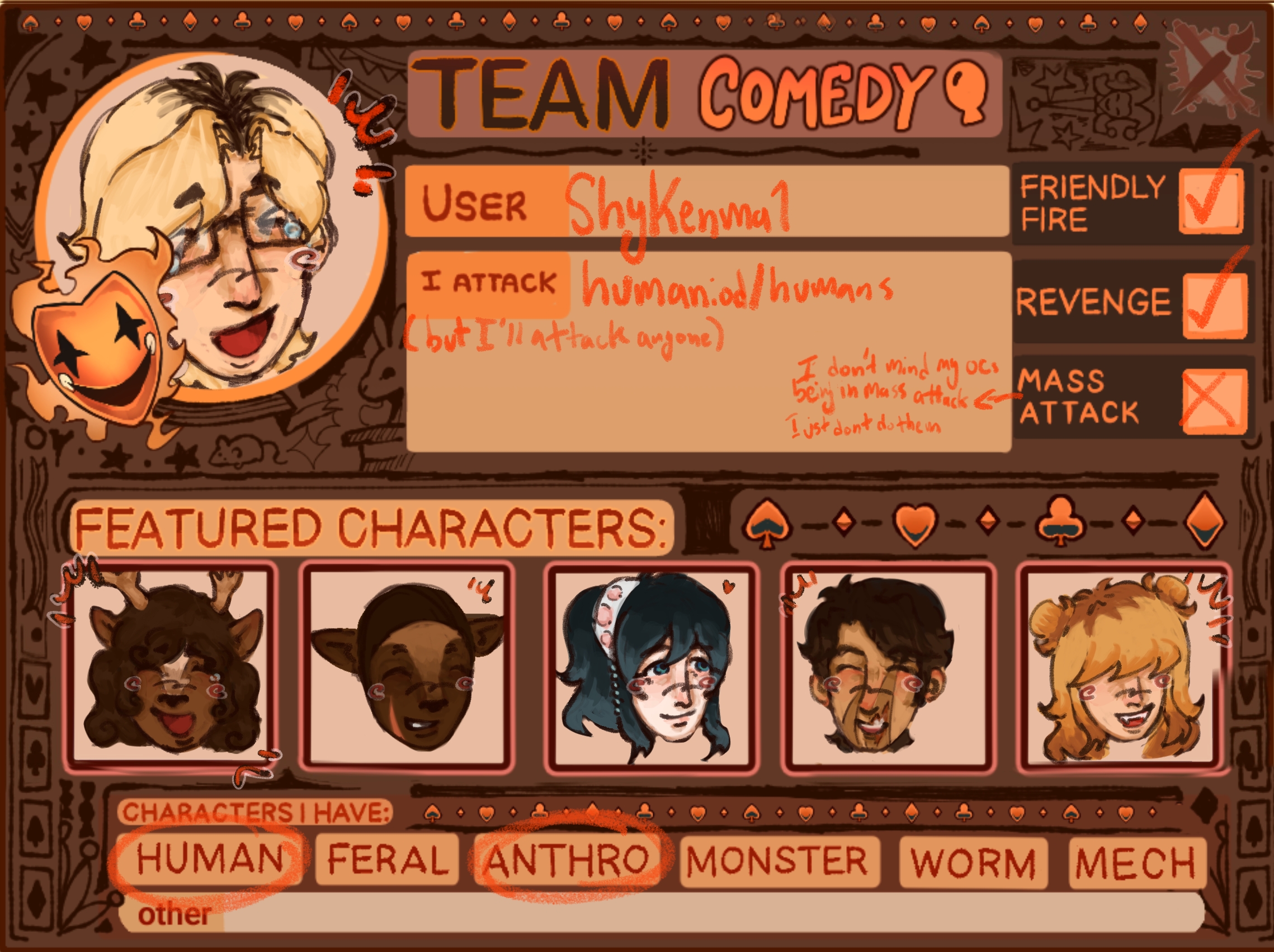 artfight card team comedy