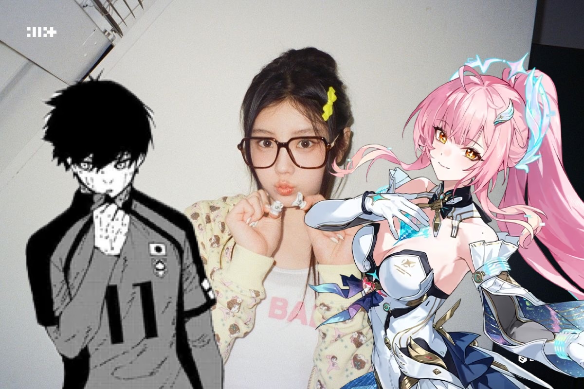 (left to right) isagi from blue lock, wonhee from illit, aemeath from wuthering waves