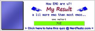 How EMO are u?! -- Make and Take a Fun Test @ NerdTests.com's User Tests!