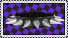 stamp: black spiked collar with a purple and black checkered background