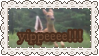 stamp: a deer frozen mid jump. text reads, yippee