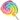 2 frame animation of a rainbow lollipop. frame 1 has the candy be displayed at a slight angle. frame 2 moves the candy and adds sparkles and a heart near it