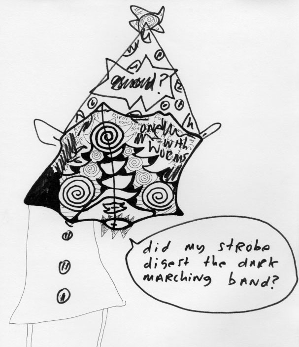 A drawing by Jeff Mangum of a creature saying 