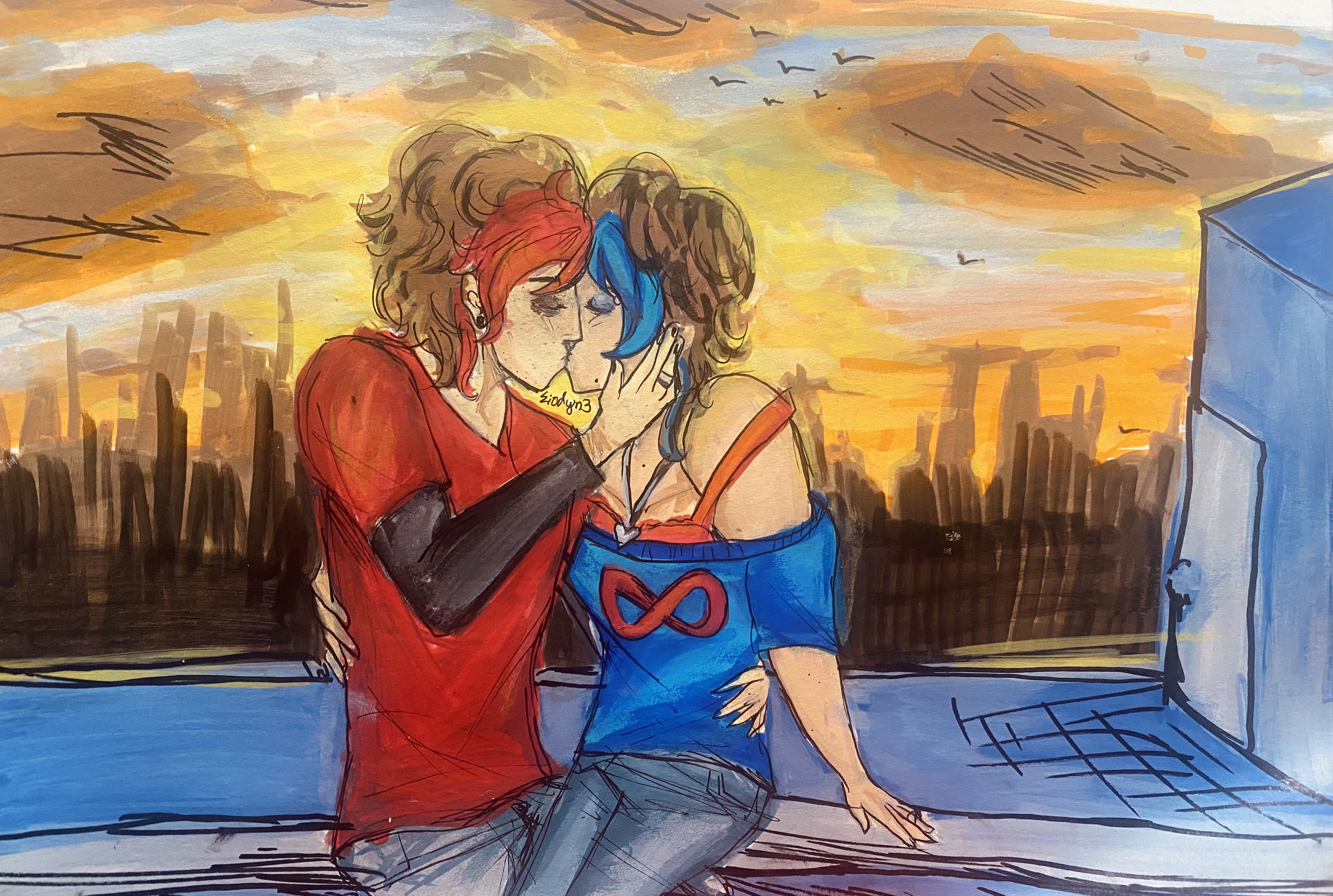 rooftop kiss