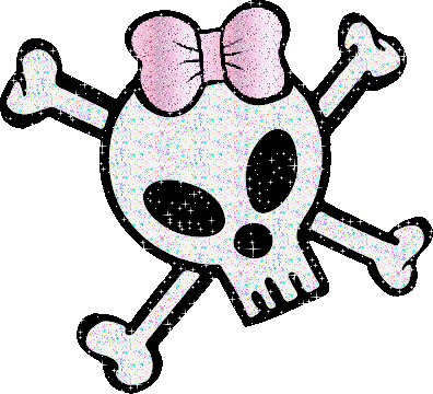Glitter skull with pink bow