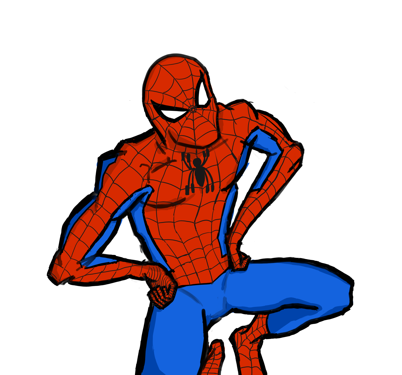spidey's sitting, looking over judgementally. what does the spider thinks? nobody knows.....