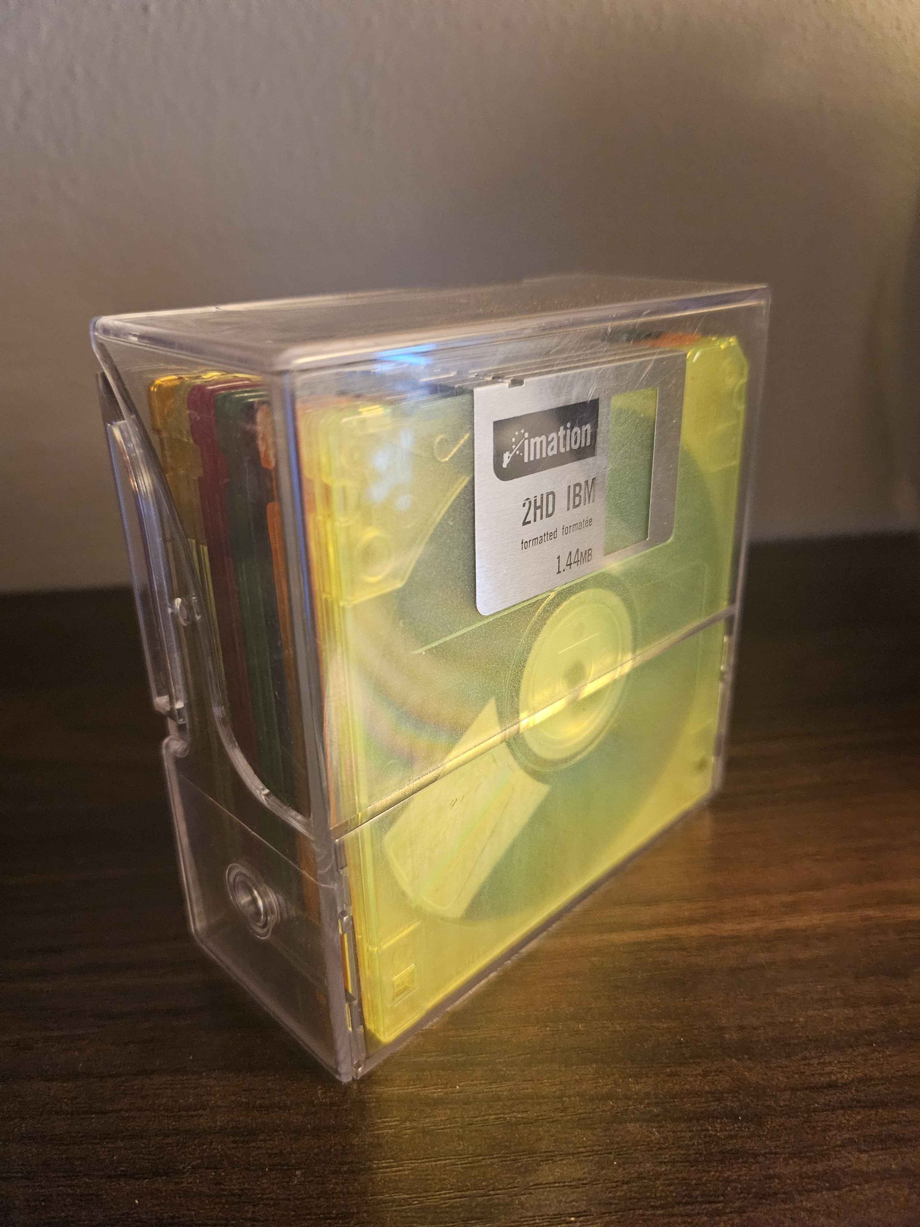 Brand new box of colorful floppy discs