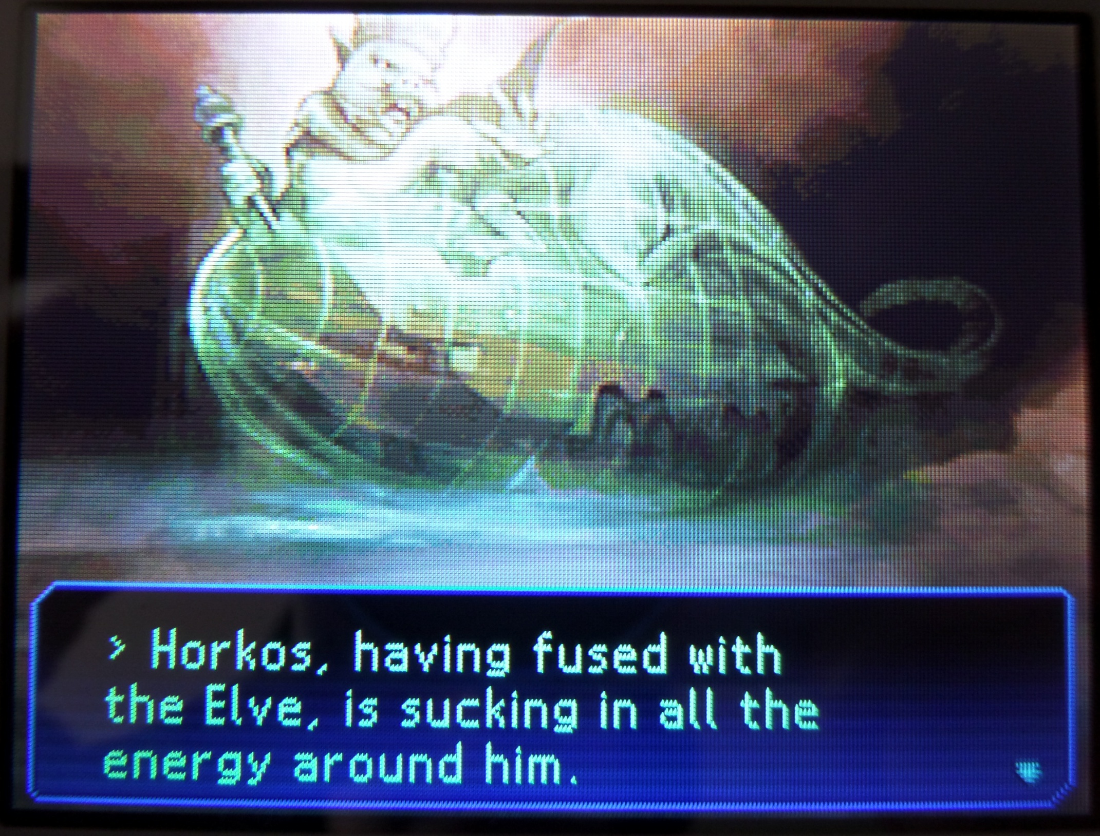 horkos is sucking up energy from the elve.