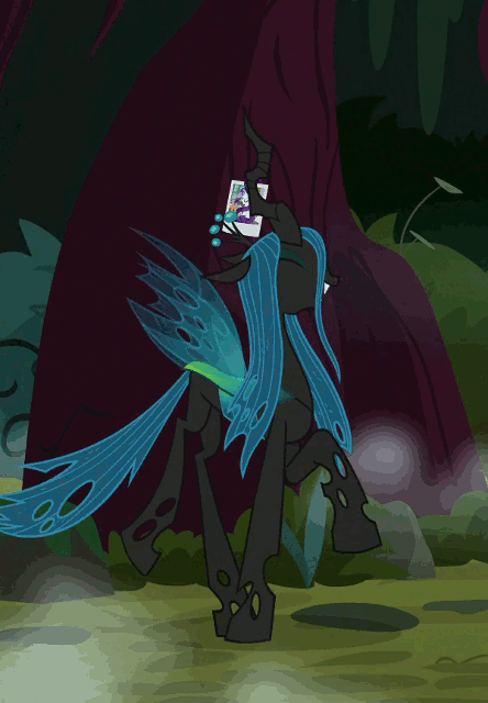 queen chrysalis hopping happily
