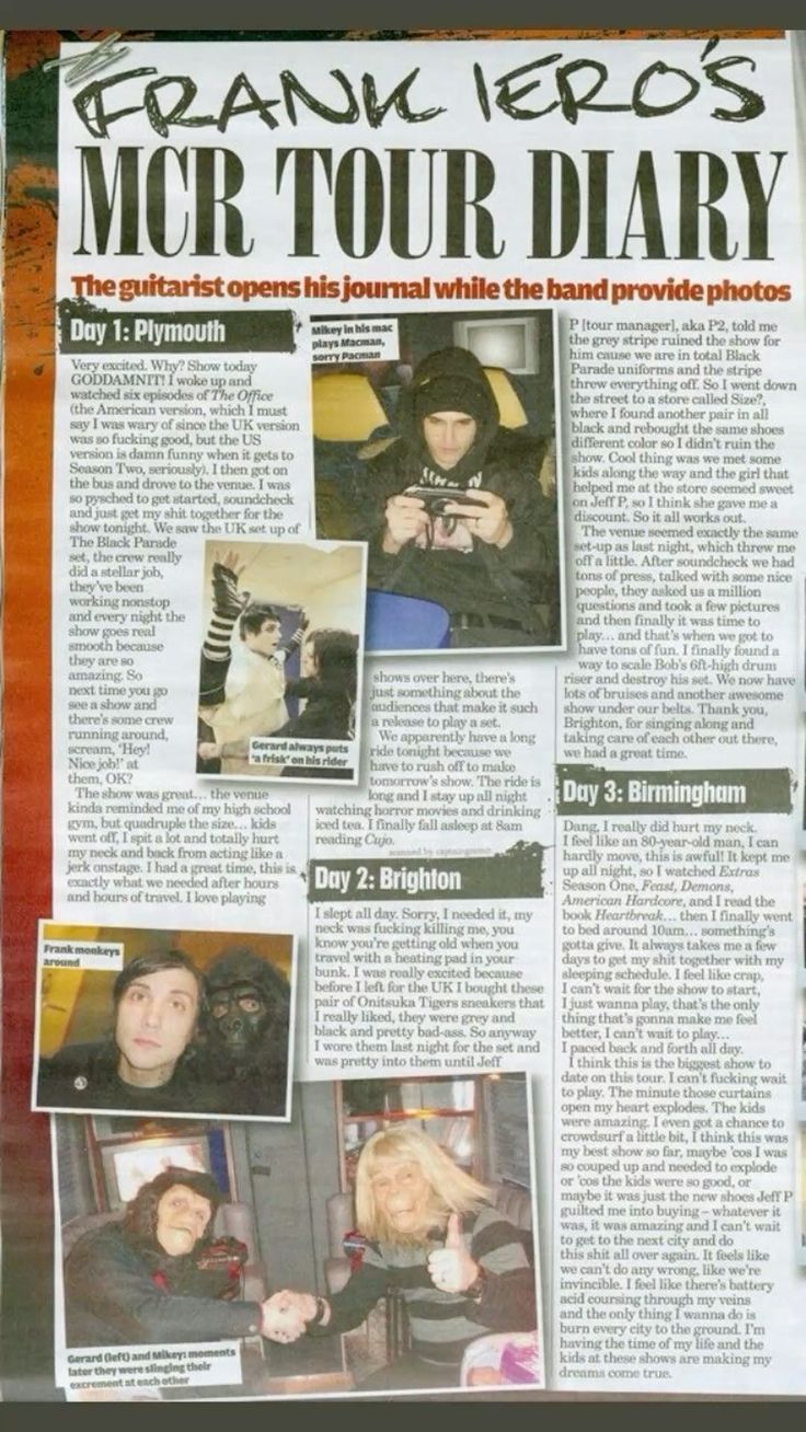 frank iero tour diary