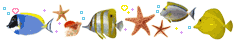 pixel art of troopical sea fish bouncing up and down