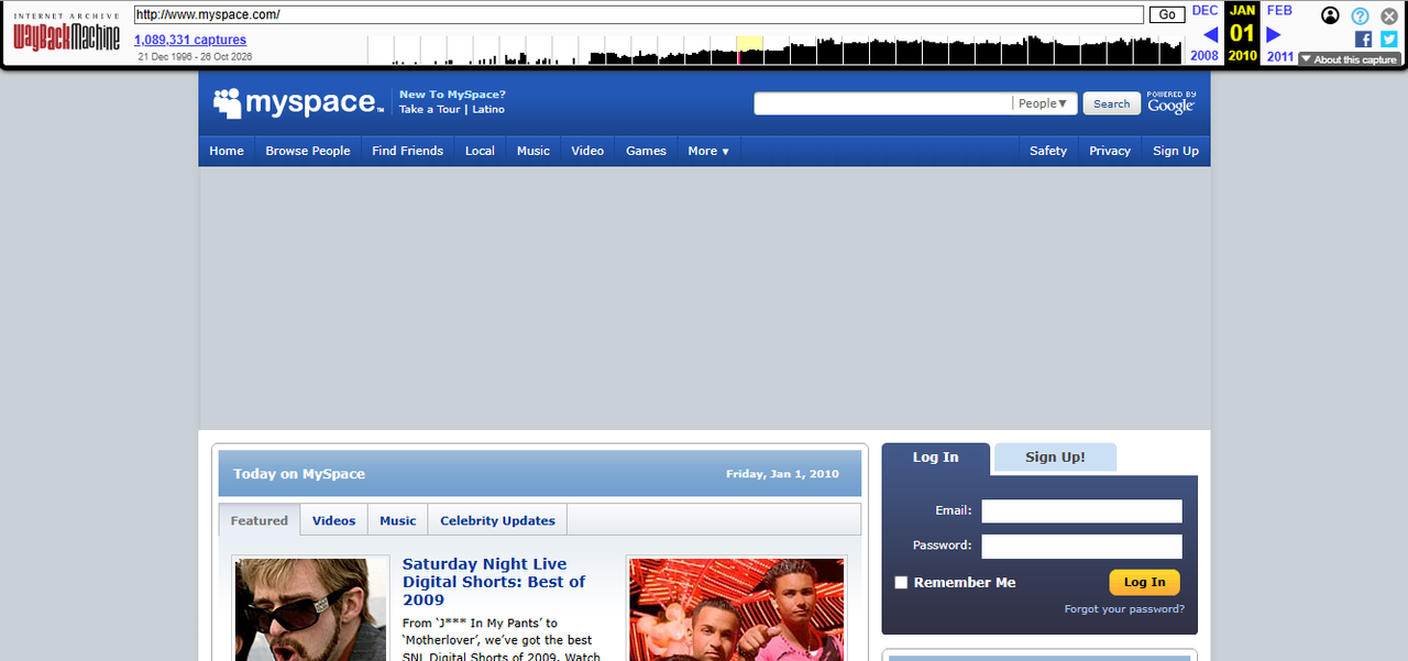 2010 Myspace Homepage