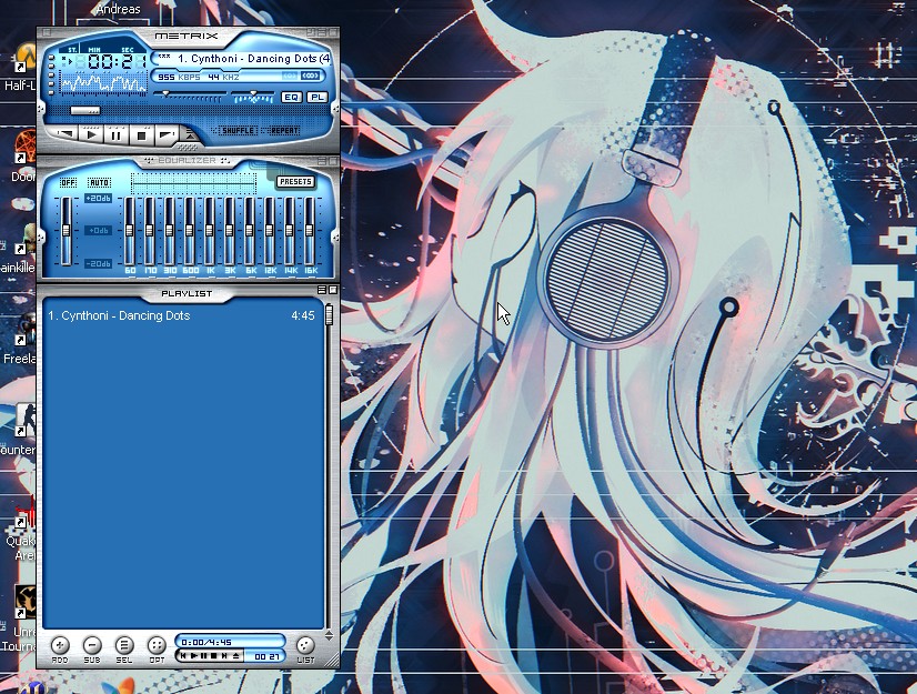 Winamp playing Cynthoni - Dancing Dots in high quality FLAC format
