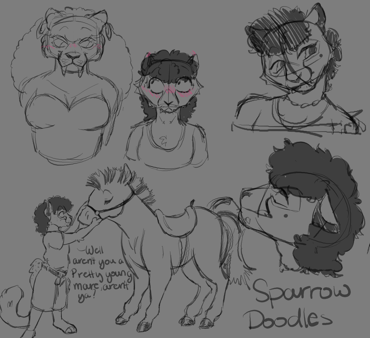 Sketchpage of my OC, Sparrow