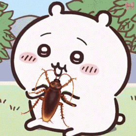 Chiikawa eating a cockroach