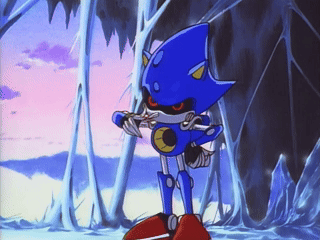 sonic the hedgehog is standing in a snowy forest holding a sword