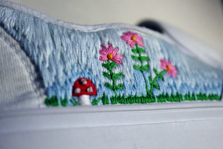 embroidery on a shoe