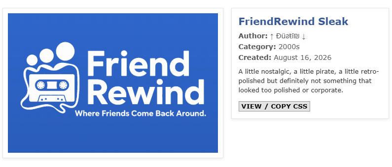 New FriendRewind Logo / Profile Layout (Submitted By Dustin 8/16/26)