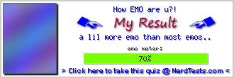 How EMO are u?! -- Create and Take a Fun Quiz @ NerdTests.com's User Tests!