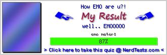 How EMO are u?! -- Create and Take a Fun Quiz @ NerdTests.com's User Tests!