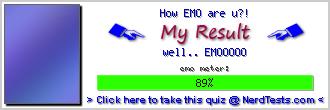 How EMO are u?! -- Make and Take a Fun Quiz @ NerdTests.com's User Tests!