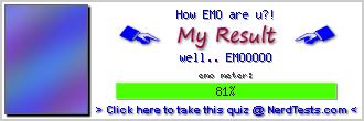 How EMO are u?! -- Create and Take a Fun Quiz @ NerdTests.com's User Tests!