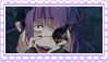 stamp of kiruru from dead days looking at the camera with a manic expression