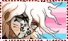 stamp of the servant from ultimate despair girls looking angrily at the camera with the transfeminine as the background