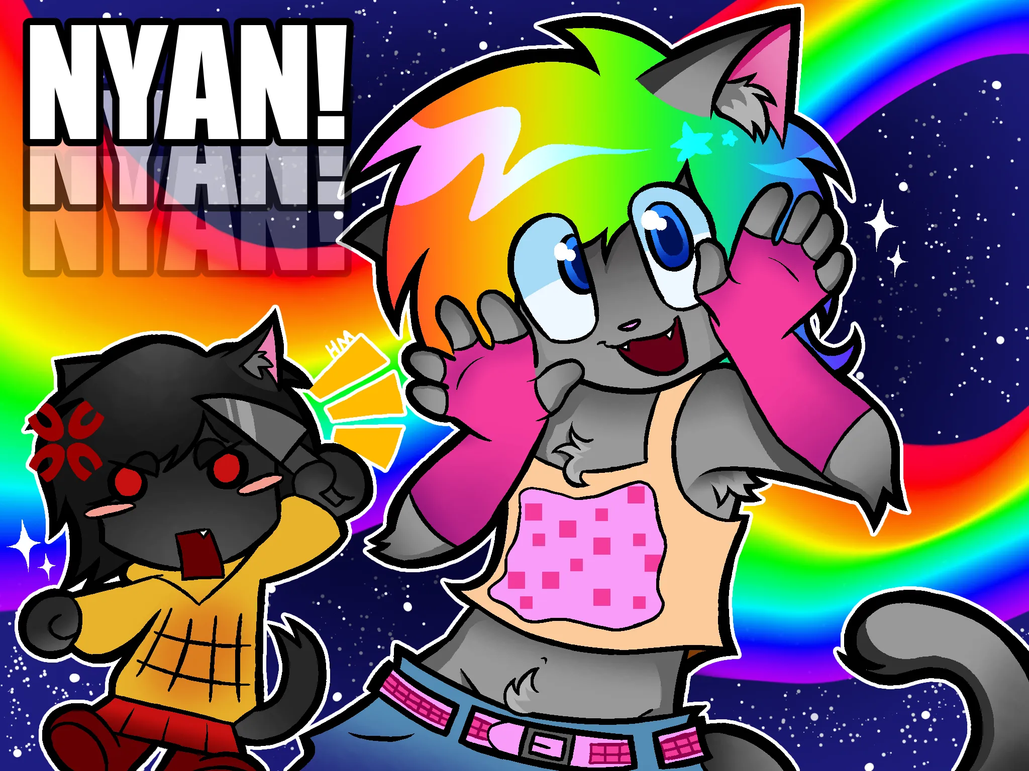 Nyan Cat and Tac Nayn with Nyan text