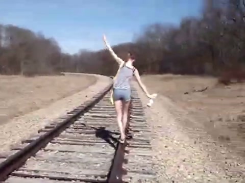 walking on train tracks with my bff!