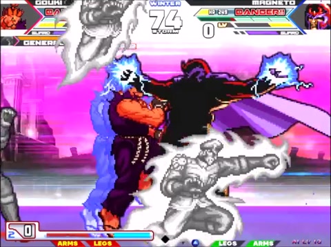 General (Kaiser Knuckle) & Gouki (Street Fighter 3) Vs Magneto (Children Of The Atom)