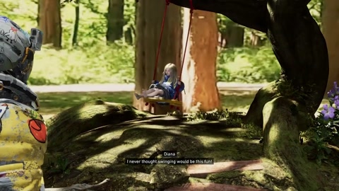 Watching the daughter on a swing