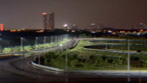 Empty race track viewed from a balcony