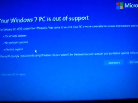 Windows 7 EOS message still coming up in 2026.