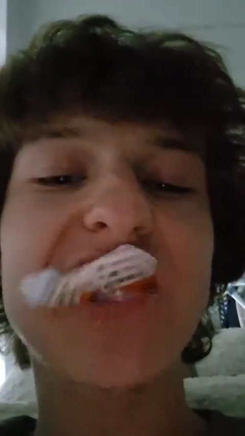 Eating ice-cream wrapper